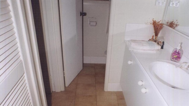 An image taken in the Wentworth Falls bathroom at the time of the crime scene warrant in 2001.