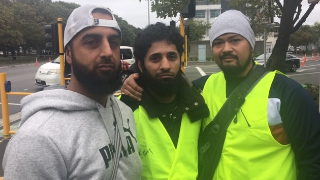 Brisbane men, left to right, Ali Armando, Taufan Mawardi, Kamran Nasir, who travelled to Christchurch to help wash the bodies of massacre victims before they are buried.