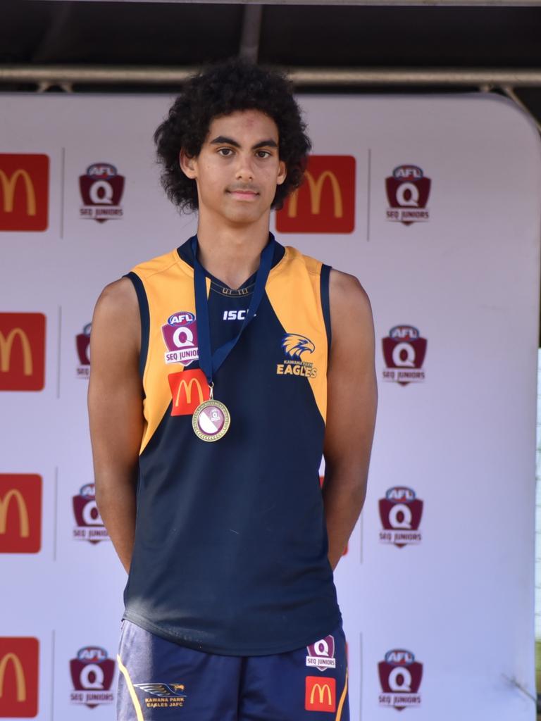 Dominic McLaren of Kawana Park Eagles won the Under 15 Boys Div 2 best on ground for the SEQJ Sunshine Coast grand finals. Picture: Supplied