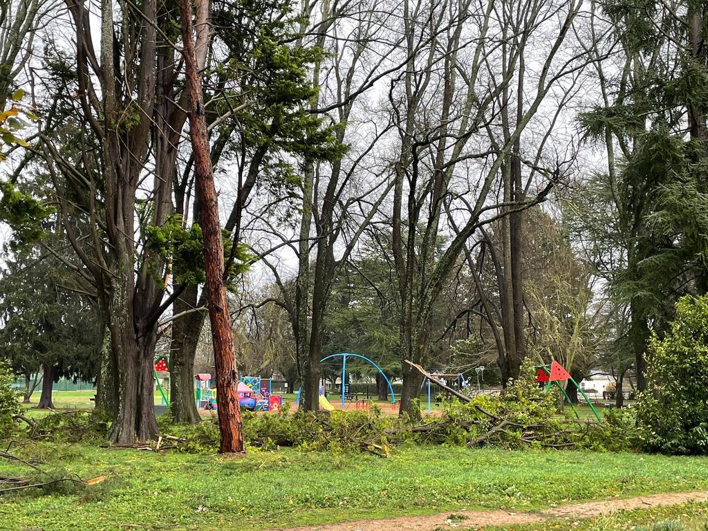 Damage after wild storms destroyed homes and left towns without power in parts of Victoria. Picture: Zoe Phillips