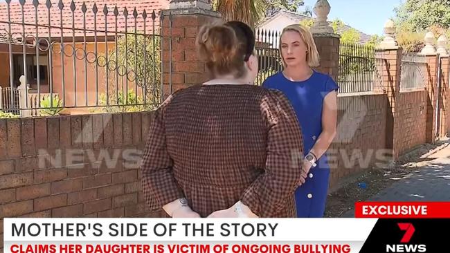 A school parent filmed making violent threats against a year 8 student at Gilles Plains has told 7NEWS her side of the story.