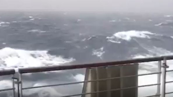 Wild seas filmed from the deck of the Pacific Aria during the cruise.