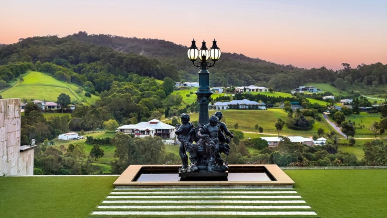 Ornamental statues in the manicured ground