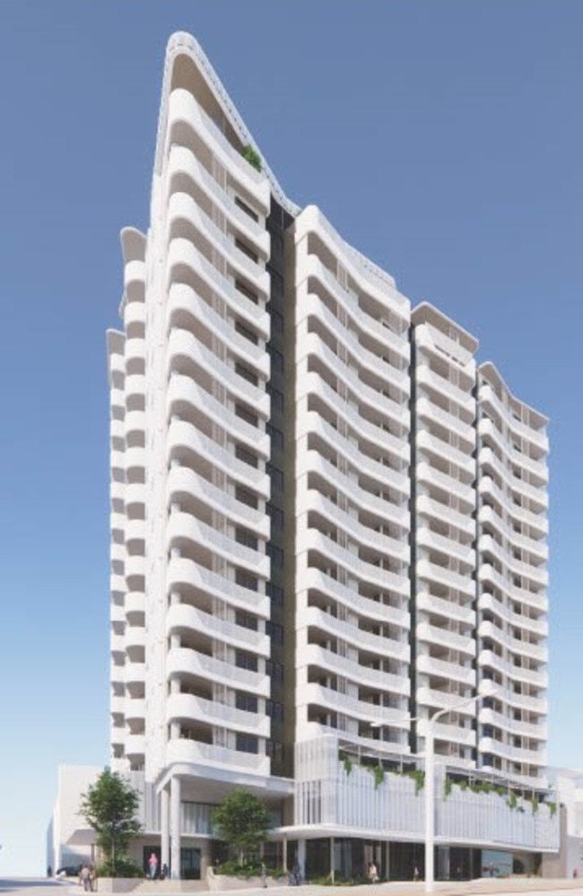 New plans for social and affordable housing in a 17-level tower in Nerang Street, Southport.