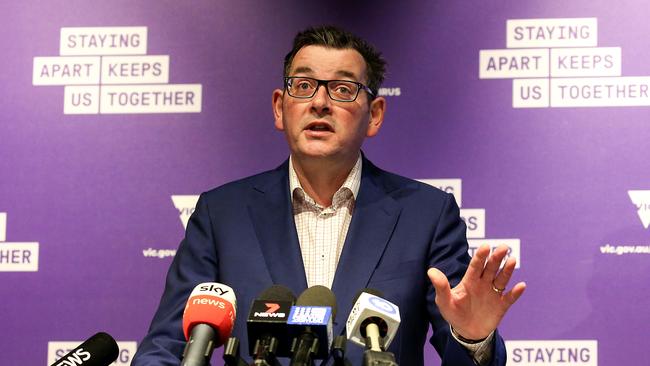 Victorian Premier Daniel Andrews wants other states to take all Melbourne’s international passengers for two weeks. Picture: Ian Currie