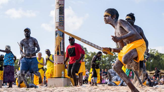 Gurrmuy homeland dance at day one of Garma Festival on Friday August 2023. Picture: Pema Tamang Pakhrin