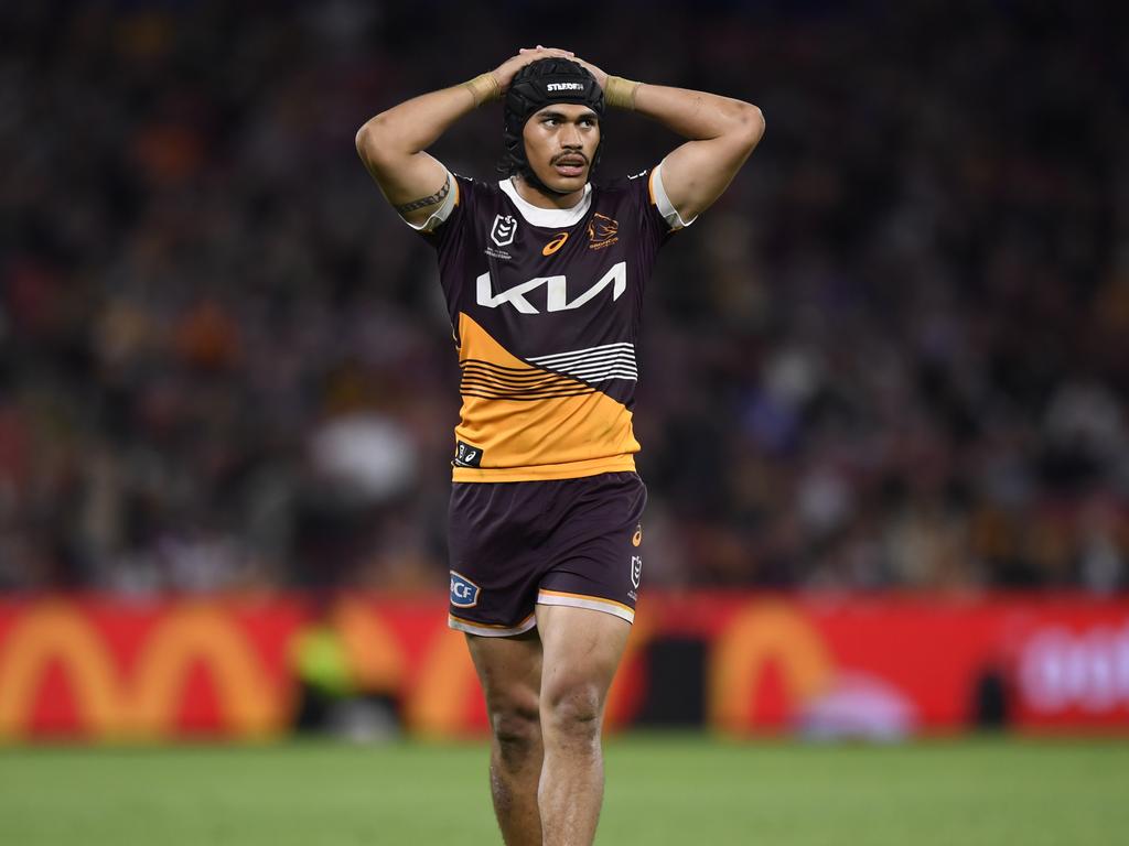 The round one injury to Brendan Piakura exposed the Broncos’ concerning forward pack depth. Picture: NRL Photos