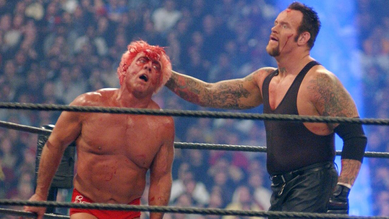 Ric Flair and The Undertaker at Wrestlemania X8. (Photo by George Pimentel/WireImage)
