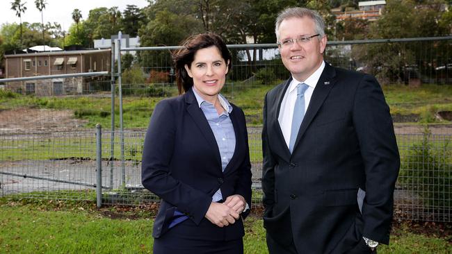 New treasurer Scott Morrison with Member for Robertson Lucy Wicks announcing the location of the new ATO office, on the old Gosford Primary School site. Picture: Waide Maguire