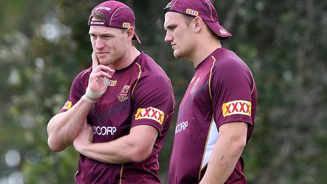 Tim Glasby and Coen Hess at Queensland training.