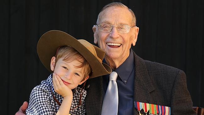 Former PoW Ian Barker sharing Anzac Day with great grandson