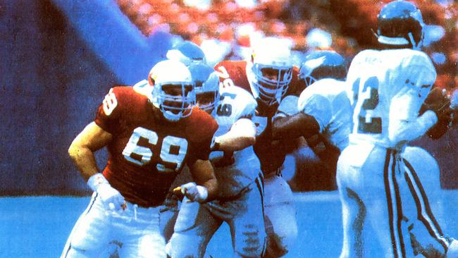 Colin Scotts, No.69, playing for the St Louis Cardinals in 1987.