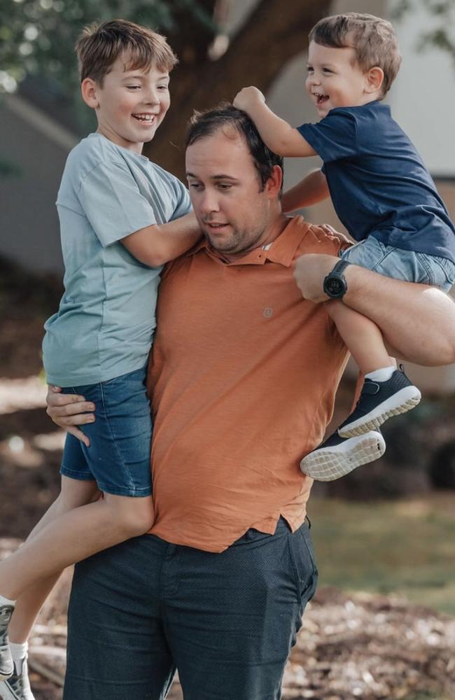 CJ Flood with his boys Seth, 10, and Cooper, 3, who were the inspiration for his weight loss.