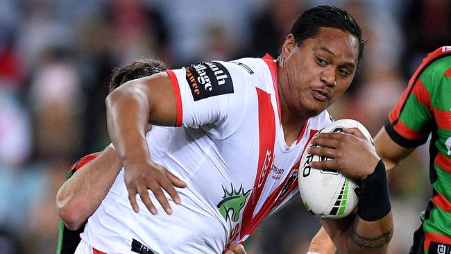 Good things happen when Luciano Leilua has the ball for the Dragons. Picture: AAP