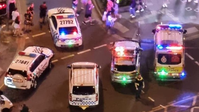 Emergency crews at the scene at Surfers Paradise. Picture: Facebook/Rhys Bko