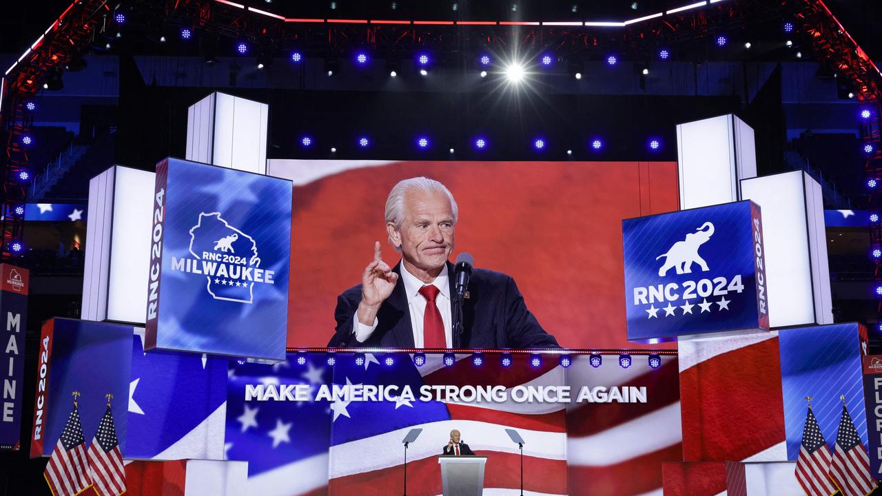 A hero’s welcome for former director of the US Office of Trade and Manufacturing Policy, Peter Navarro, who had just left jail before speaking at the event. Picture: Alex Wong/Getty Images via AFP