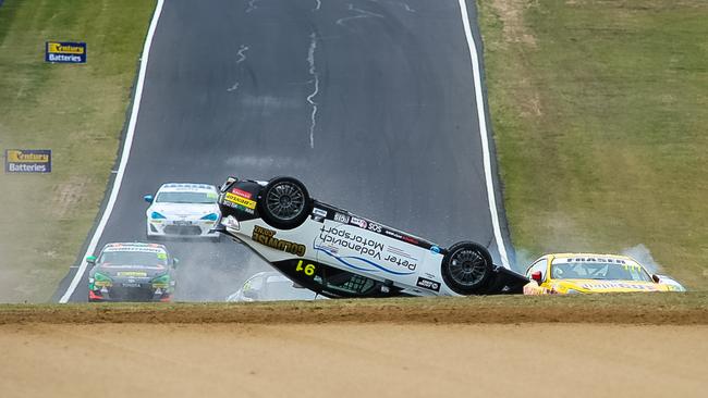 Vodanovich’s car went into a barrel roll. Picture: Getty