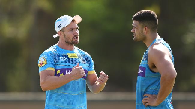 Kieran Foran and David Fifita. (Photo by Chris Hyde/Getty Images)