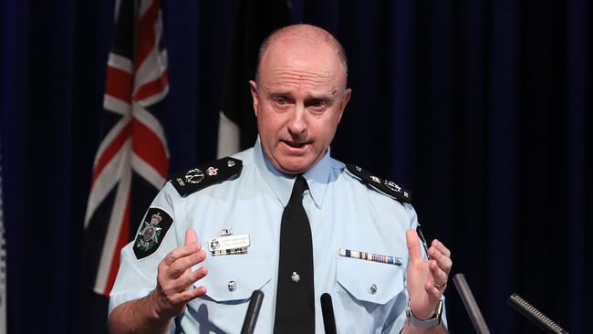 AFP Acting Commissioner Neil Gaughan addresses the media at federal police headquarters in Canberra yesterday. Picture: Kym Smith