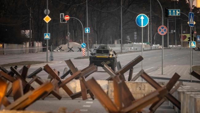 A Ukranian armoured vehicle drives along a road in Kyiv on March 19. Picture: AFP