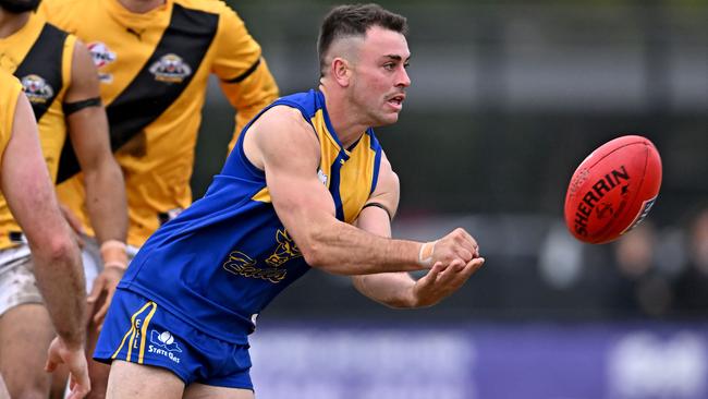 Noble Park’s Anthony Marson nullified the second-half influence of Vermont champ Lachie Johns, the coach says. Picture: Andy Brownbill