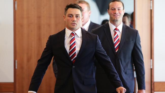 Cooper Cronk at Thursday’s grand final press conference. Picture: Brett Costello