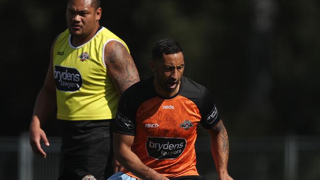 Tigers Benji Marshall during Wests Tigers NRL training at St Lukes Park, Concord. Picture: Brett Costello