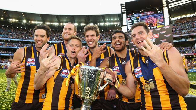 These Hawks brought up their third premiership in 2014. Picture: Getty