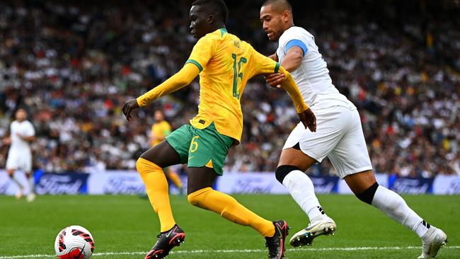 Garang Kuol in action for the Socceroos last month. Picture: Getty