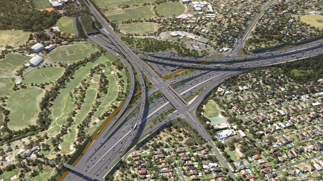 An artist’s impression of the new North East Link interchange. Picture: Supplied