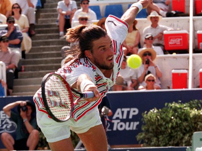 Australian tennis player Pat Rafter competing in the Adidas International tournament match at White City, Sydney 13 Jan 1998.