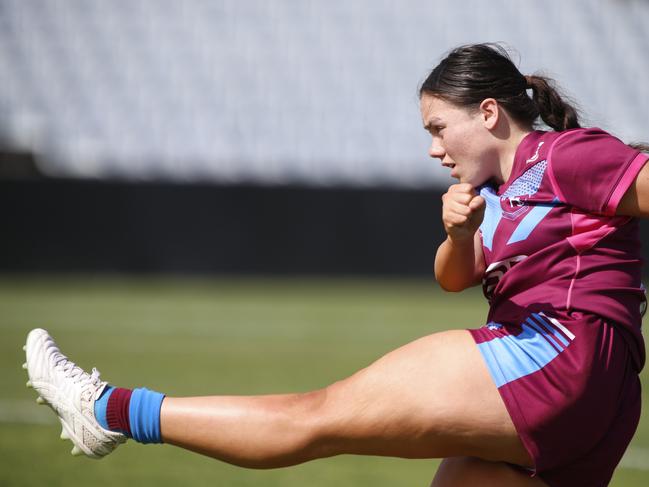 Olivia Vaalele during the NRL Schoolgirls Cup NSW state final between Hills Sports High and Central Coast Sports College. Picture: Warren Gannon Photography