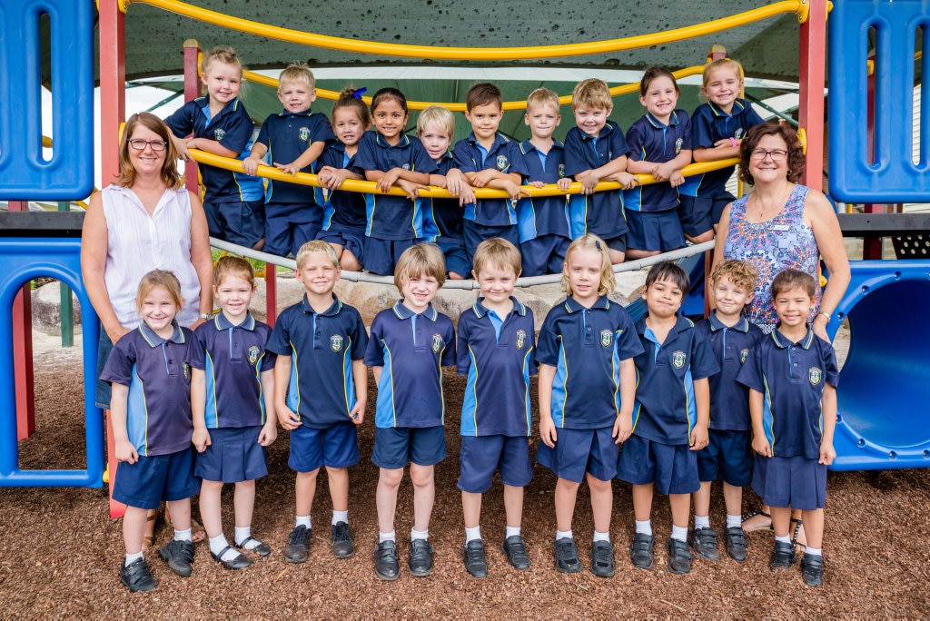 SAINT PATRICKS PREP GOLD F: PREP GOLD F (Back from left) School officer Mrs Debbie Nolan, Aaliyah Godfrey, Declan Walker, Jasmine Kidd,Chrisetta Binu, Elliott Skuse, Landon Day, Ethan Bailey, Seth Trezise, Olivia Deem, Emme Brown, Teacher Mrs Kay Fogarty, (front row) Eadie Clapson, Brooklyn Jarling, Jett IAnson, Dominick Adams, Lachlan Abberfield,Ava Keim, Neeva Ferraro, Sebastian Calvert, Emily Papamanolis. Picture: LEEROY TODD