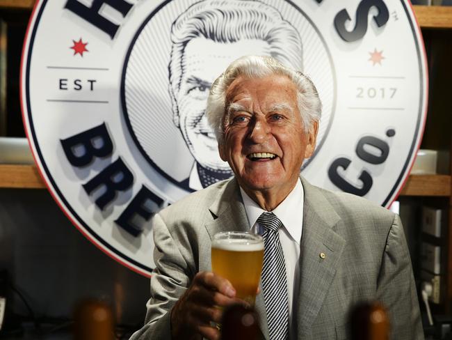 Former Australian Prime Minister Bob Hawke at the launch of Australian beer brand Hawke’s Brewing Co. Picture: Justin Lloyd