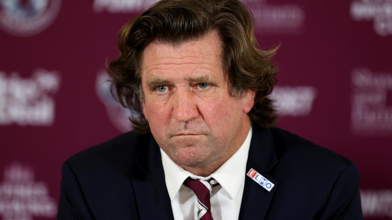 SYDNEY, AUSTRALIA - SEPTEMBER 02: Sea Eagles coach, Des Hasler speaks to the media following the round 25 NRL match between the Canterbury Bulldogs and the Manly Sea Eagles at Accor Stadium, on September 02, 2022, in Sydney, Australia. (Photo by Brendon Thorne/Getty Images)