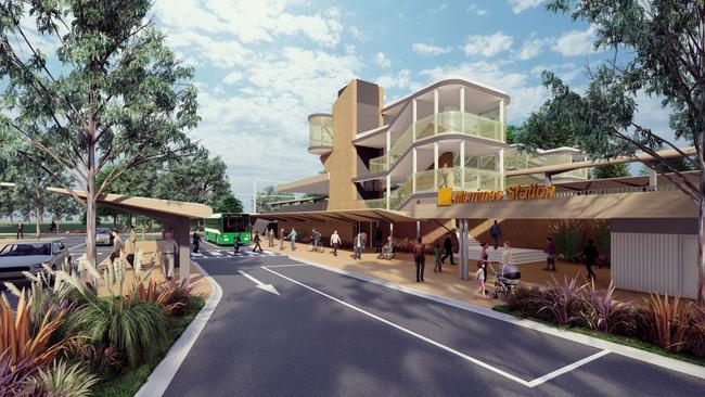 Artist impression of the new Merrimac Railway Station. Picture: Supplied