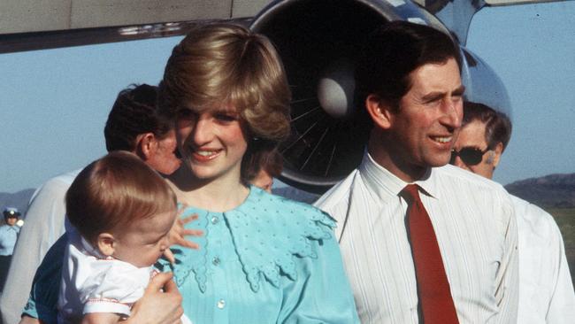 1983: The then-Prince of Wales with former wife Diana and their son Prince William.