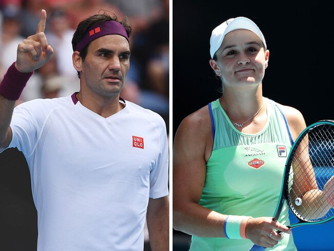 Roger Federer, left, and Ash Barty, who are both through to the semifinals.