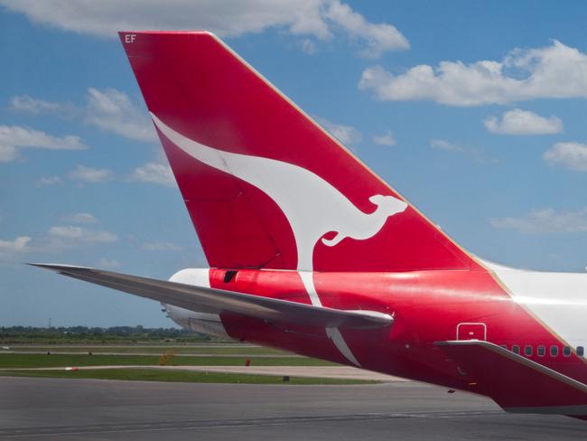 CFRBTR Qantas Logo on Aircraft Tail, Ministro Pistarini Airport, Buenos Aires, Argentinaescape november 1 2020doc holiday