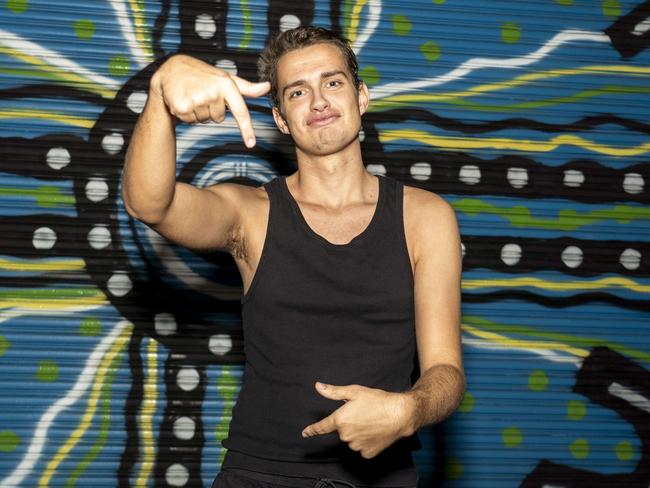 Frank Southan gets his groove on before a rave in Sydney. Picture: Tom Parrish