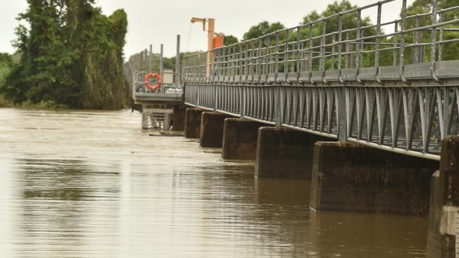 Railway Bridge over the Haughton River at Giru after heavy rain on February 4. Picture: Evan Morgan