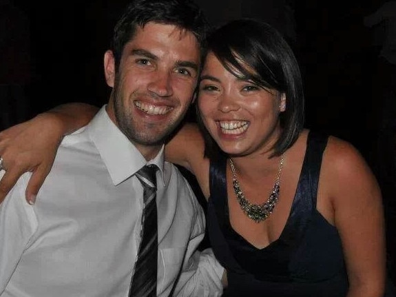 James Rapley was killed by an alleged drunk driver in Los Angeles in December 2013. He is pictured here with his girlfriend Karen. Picture: Supplied