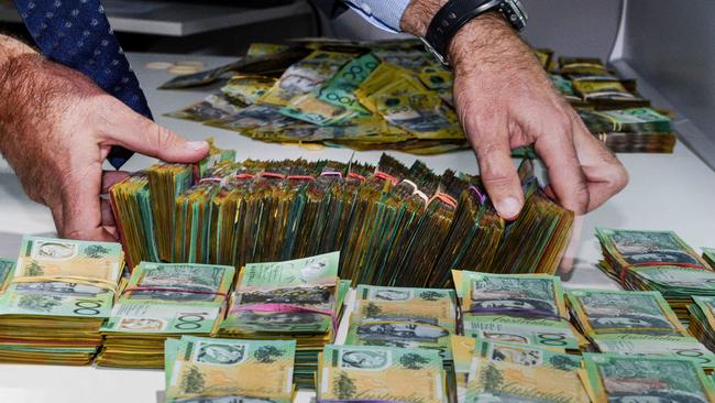 $1.8 million cash seized during Operation Ironside South Australian arrests. Picture: NCA Brenton Edwards