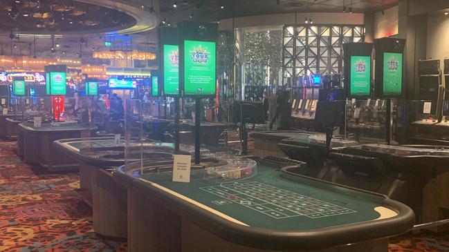 The empty gaming floor at Crown’s Melbourne casino.