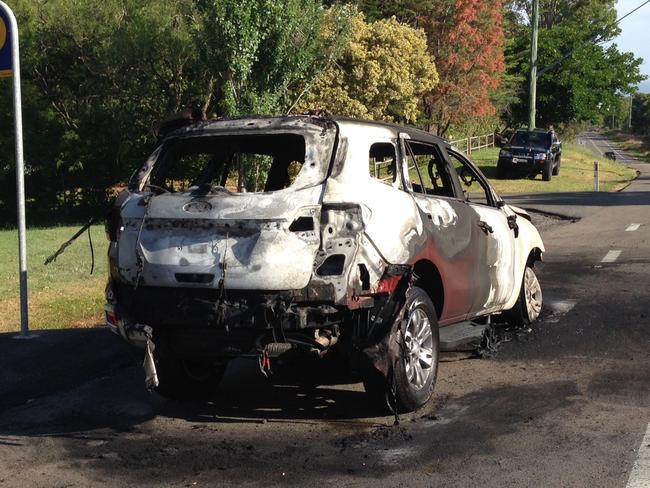 The charred remains of the 2015 Ford Everest. Picture: Supplied