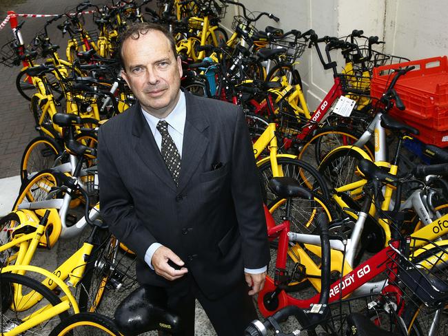 Waverley mayor John Wakefield set the wheels in motion for impounding share bikes in March. Picture: John Appleyard