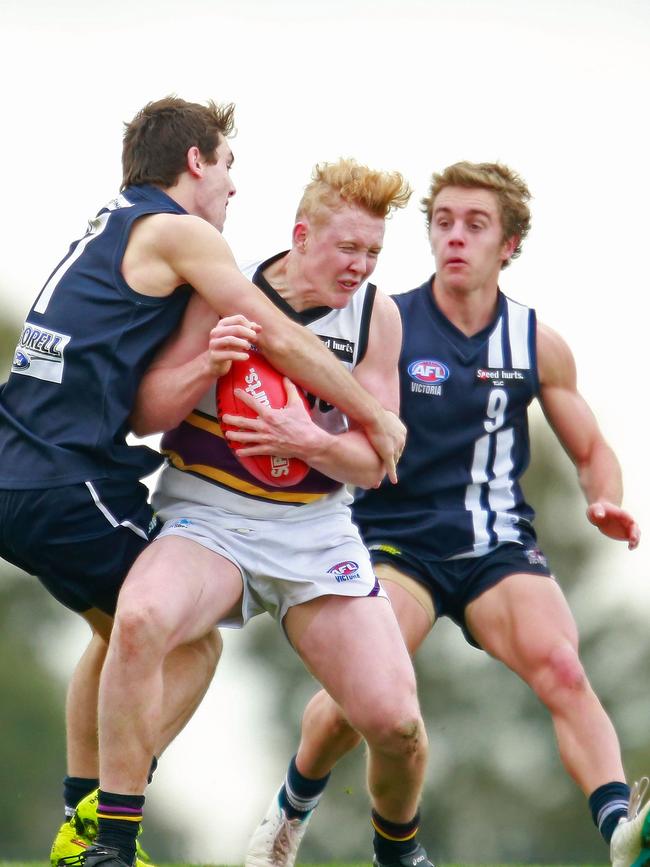 Melbourne star Clayton Oliver in 2015. (Photo by Scott Barbour/AFL Media/Getty Images)