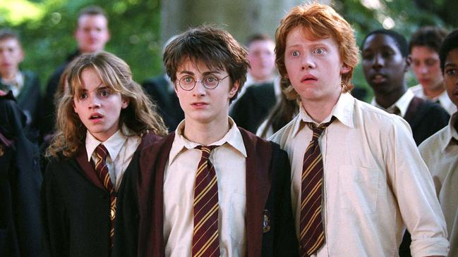 Radcliffe with co-stars Emma Watson and Rupert Grint filming Harry Potter and the Prisoner of Azkaban. (AP Photo / Warner Bros., Murray Close)