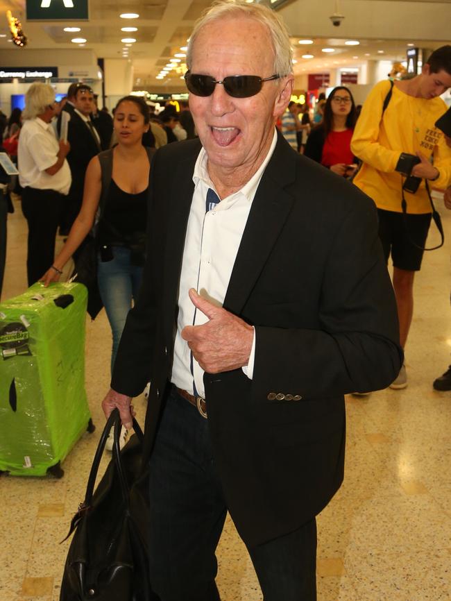 Upon his arrival at Sydney Airport Paul cheekily poked his tongue out..Picture: Adam Taylor