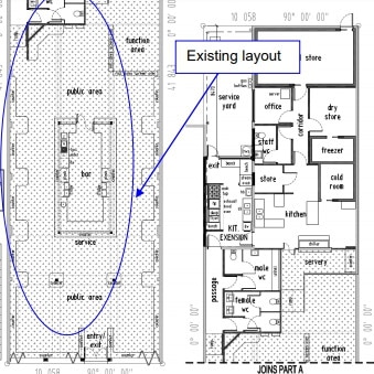 Existing layout of the Chevron Tavern.